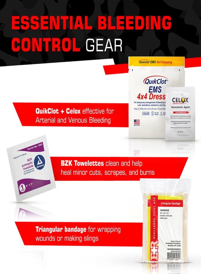 MediTac Bleeding Control Zip Pack with QuikClot, Celox, Gauze Pads, Triangular Bandage, BZK Wipes, Nitrile Gloves, Tape – Trauma First Aid Kit for Emergency Use - Image 5